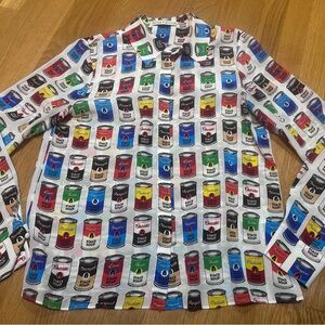 Alice + Olivia Multicolor “Stace Soup Can” AOP Print Shirt Small